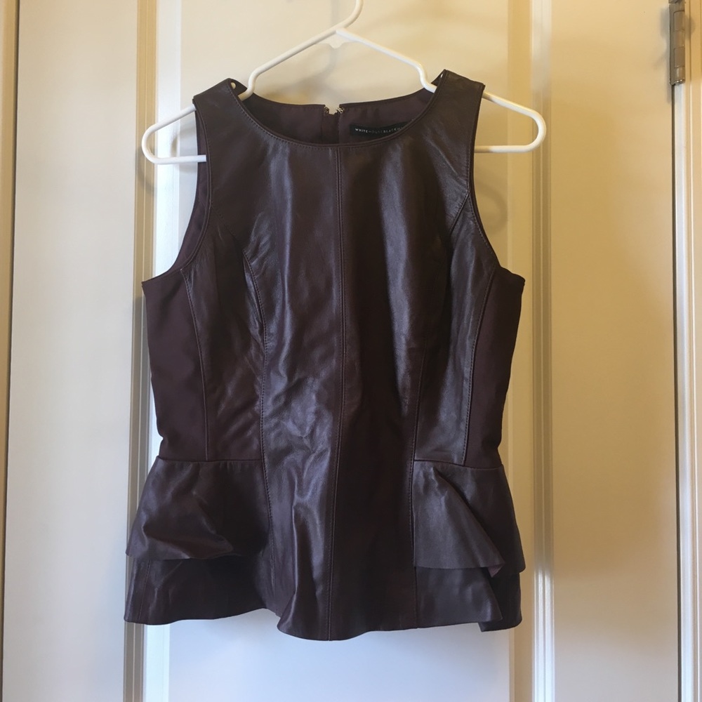 White House Black Market Faux Leather Top